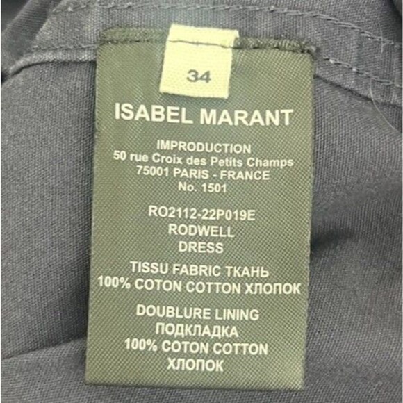 Isabel Marant Etoile Rodwell Mini Dress Faded Night Belted Waist High Neck FR 34 - Picture 11 of 11